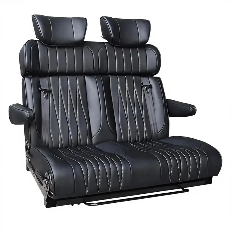 Adjustable Convertible Bed RV Seat Custom Luxury Leather 2/3 Seater for RV MPV Van Interior Upgrade