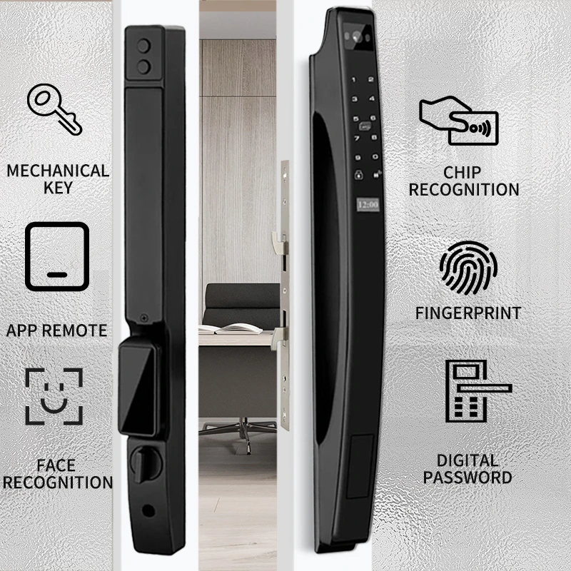 Tuya WiFi Sliding Door Smart Lock Electronic Lock 3D Face Unlock Password Key IC Card Fingerprint Unlock