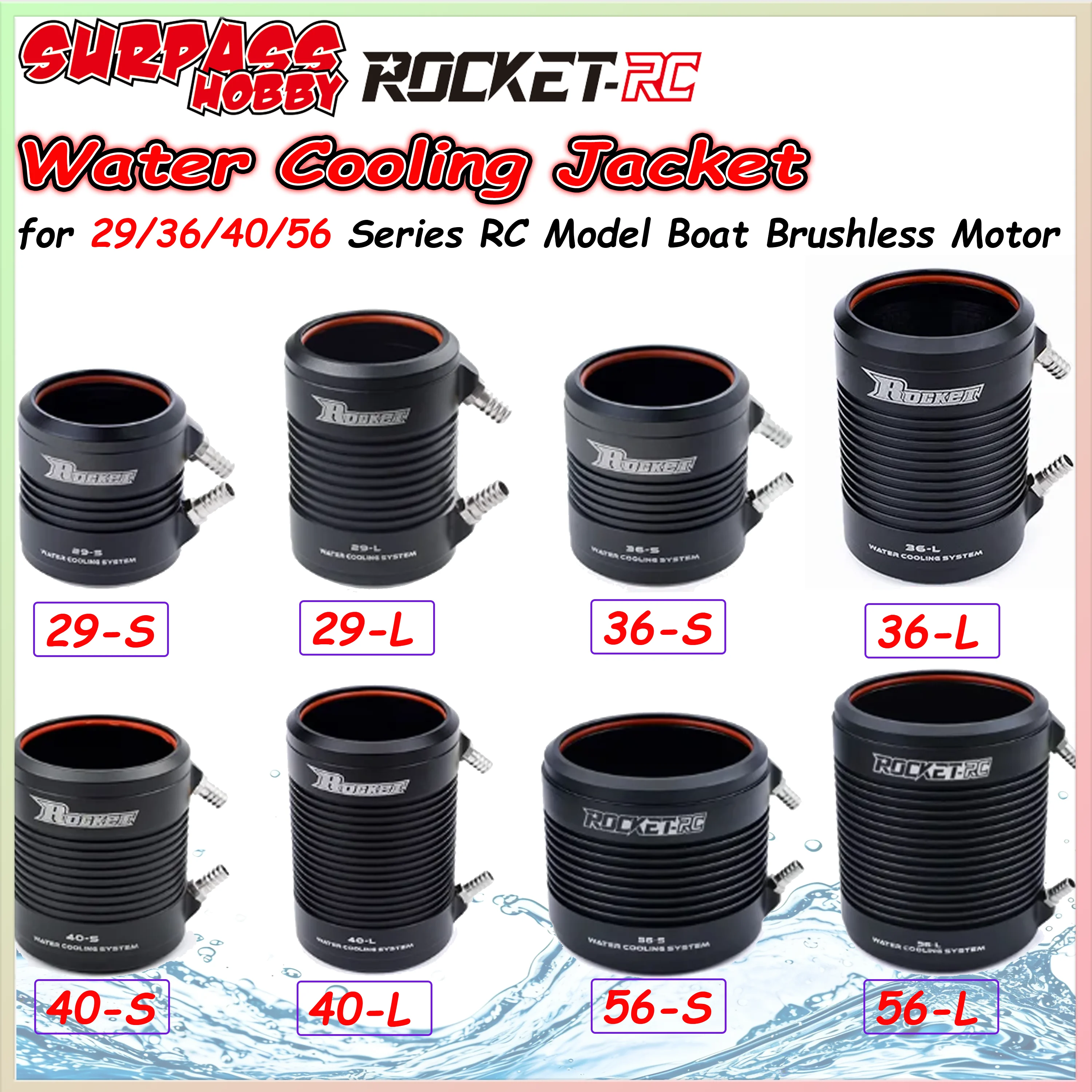 

Rocket-RC 2948 2958 3660 3670 3680 4074 4082 4092 5682 Brushless Motor 29 36 40 56 Water Cooling Jacket Cover for RC Boat Ship