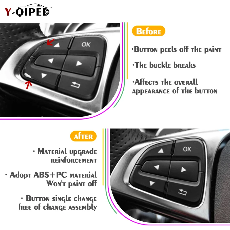 Multi-Function Steering Wheel Phone Control Button for Mercedes Benz A B V CLA GLA CLS GLE GLS Vito Class W166  W176 W218 W447