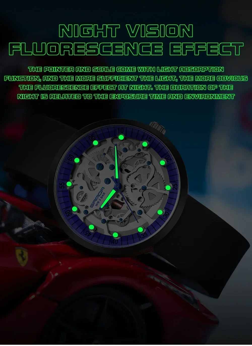 Sanda Fashion Trend Reloj electrónico Silicona Cool Hollow Reloj desmontable Reloj impermeable para hombres y mujeres