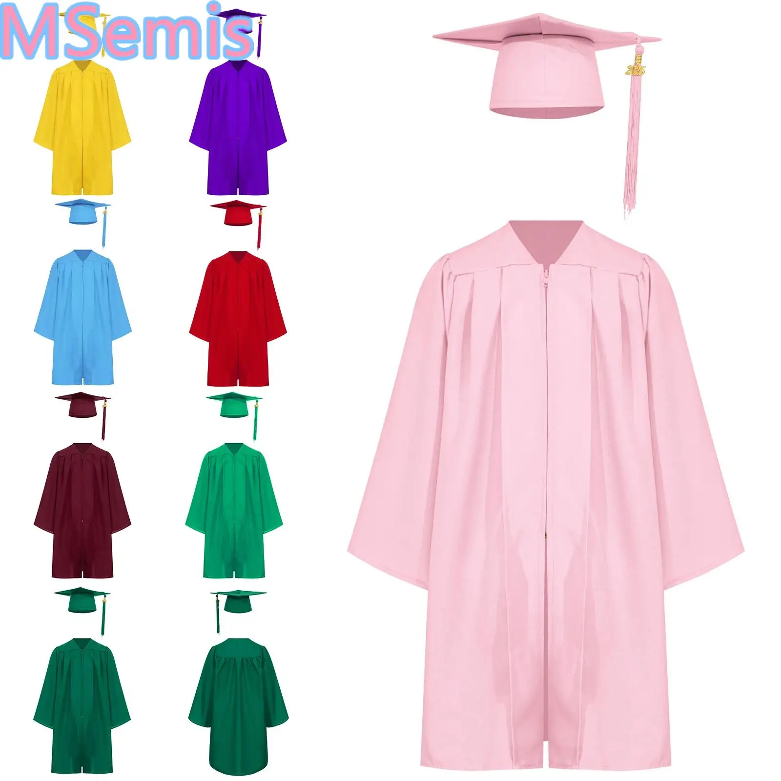 

Graduation Uniform Suit with Bachelor Cap Boys Girls Academic Gown Cloak Kindergarten Primary Middle School Graduation Robe