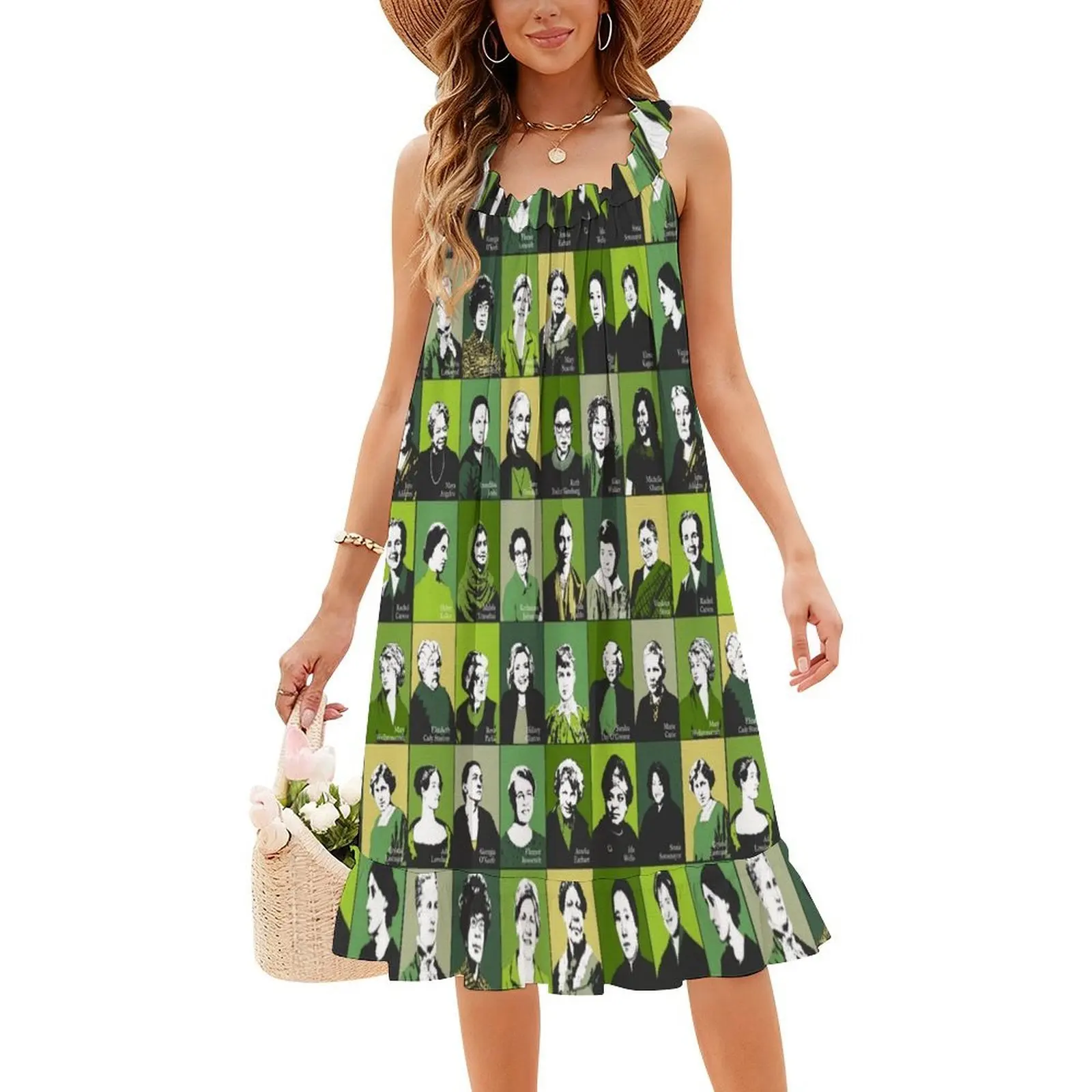 نماذج دور الرموز النسوية فستان بفتحة عنق على شكل قلب فستان حفلة صيفي أنيق للنساء نماذج الأدوار النسوية أيقونات نسوية