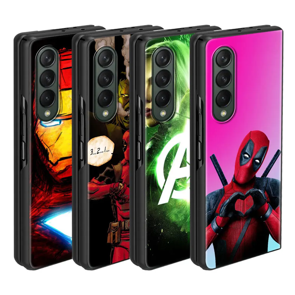 Marvel Deadpool Ironman Case for Samsung Galaxy Z Fold5 Z Fold3 ZFold3 Z Fold4 5G ZFold4 Z Fold 4 Z Fold Luxury Black Cover