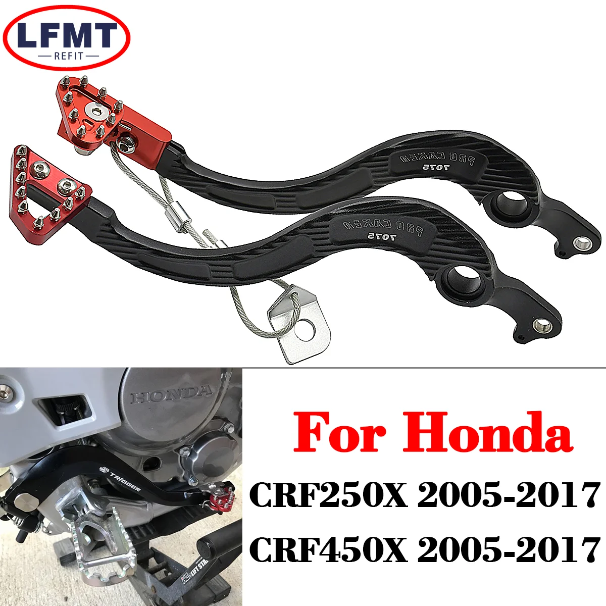 

Motorcycle CNC Aluminum Forged Rear Brake Pedal Lever For Honda CRF 250X 450X 250 450 X 2005-2017 CRF250X CRF450X MX Motorbike