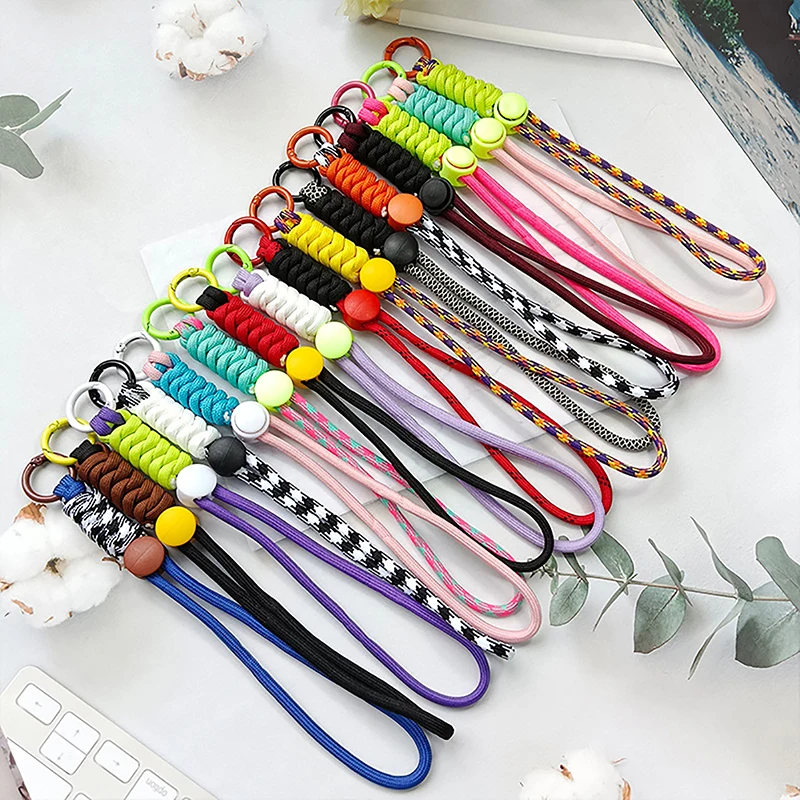 1PC Color combination knot mobile lanyard creative  braided lanyard mobile phone case key ring can be detachable anti-loss