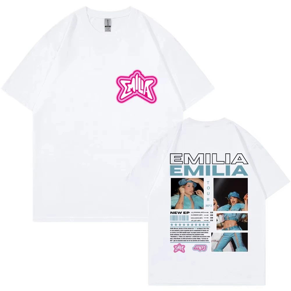 الرجال النساء Harajuku عالية الجودة قصيرة الأكمام القطن المتضخم الهيب هوب تي شيرت Y2k الشارع الشهير إميليا Mernes MP3 موضة تي شيرت #1