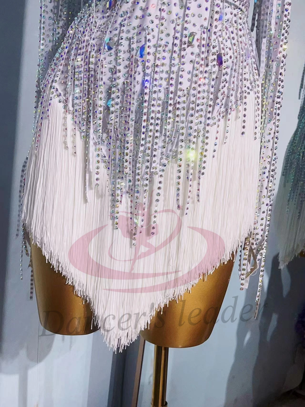 Latin Dance Adult And Children'S Dress AB Stone High-End Custom White Flower Collar Precisely Tango Women'S ProfessionalClothing - Image 2