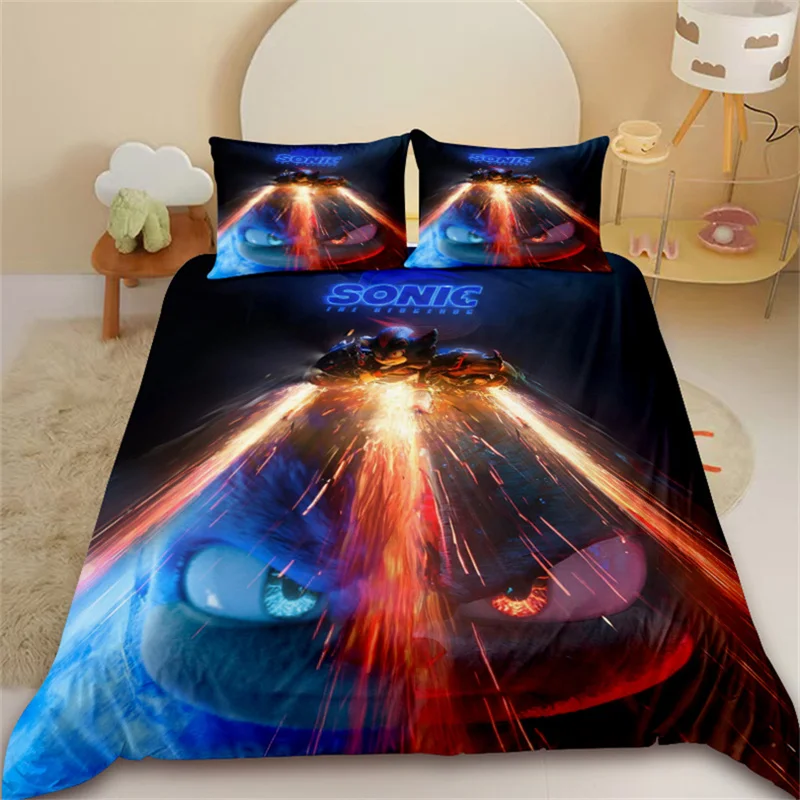 

Комплект постельного белья Sonic the Hedgehog Blue: универсальный комплект из пододеяльника и наволочек для мальчиков и девочек. Синий детский подарок в мультяшном стиле.