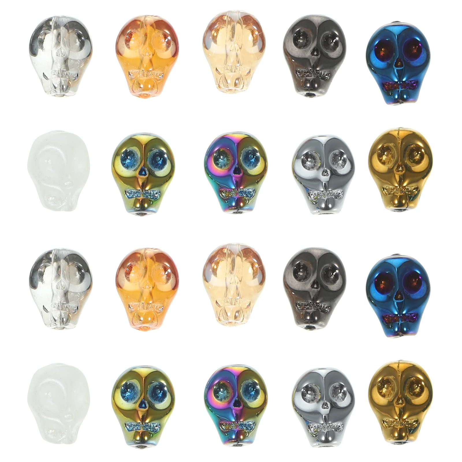 

140 Pcs Skull Beads DIY for Jewelry Making Scattered Weaving Decorative Glass Colorful