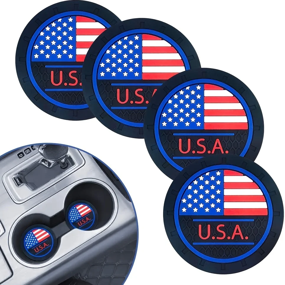 2 PCS USA Flag Cup Holder Coasters  Anti Slip Sift-Proof Pad For BMW X1 X2 X3 X5 X4 X6 X7 G30 G20 G32 G11 G12 F40 F30 F20 F10F34