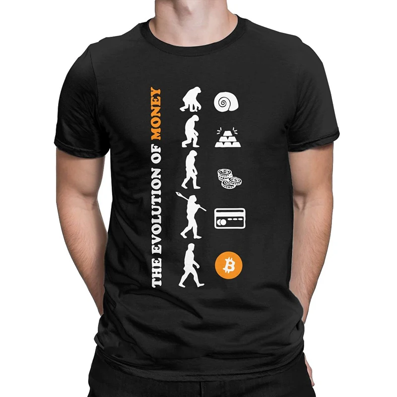 The Evolution Of Money Bitcoin Crypto Cryptocurrency T-Shirt Men Women Blockchain Btc Tee Shirt Oversize Tops T Shirts