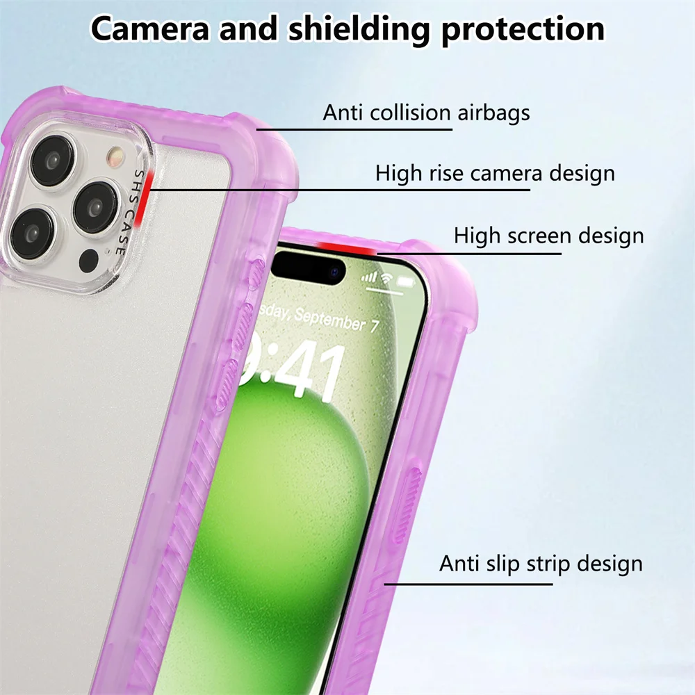 3in1 Military Shockproof Protective Phone Case For iPhone 16 15 14 Pro Max 16 Plus 13 Air Cushion TPU Bumper PC Hard Back Cover