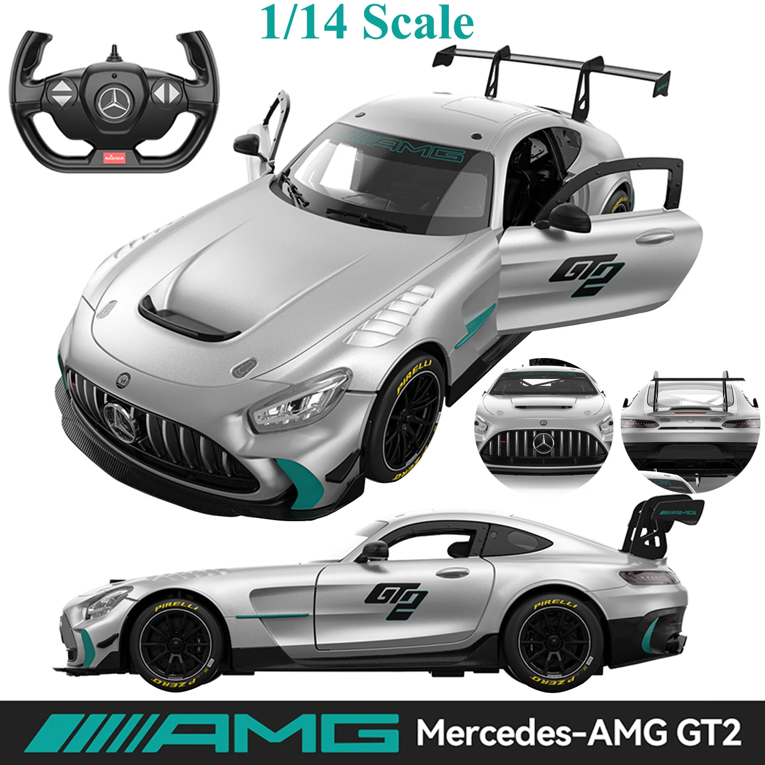 1/14 Rastar Mercedes AMG GT2 Race RC Cars 1000 мАч Светодиодные фонари Резиновые шины Заднее крыло Имитация интерьера Автомобили Подарок для взрослых 1/14 Rastar Mercedes AMG GT2 Race RC Cars 1000 мАч Светодиодные фонари Резиновые шины Заднее крыло Имитация интерьера Автомобили Подарок для взрослых