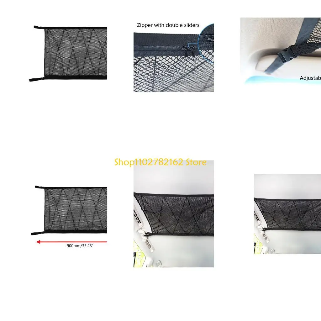 

547B Car SUV Interior Ceiling Storage Bag Webbing Tent Putting Roof Mesh Net Pocket