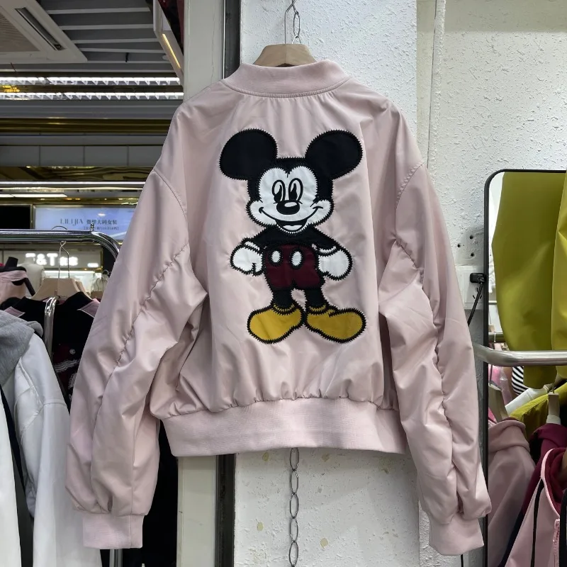 Veste de Baseball pour femmes, ample, courte, taille moyenne, manches longues, broderie, industrie lourde, dessin animé, nouveau manteau Y2k, printemps 2025