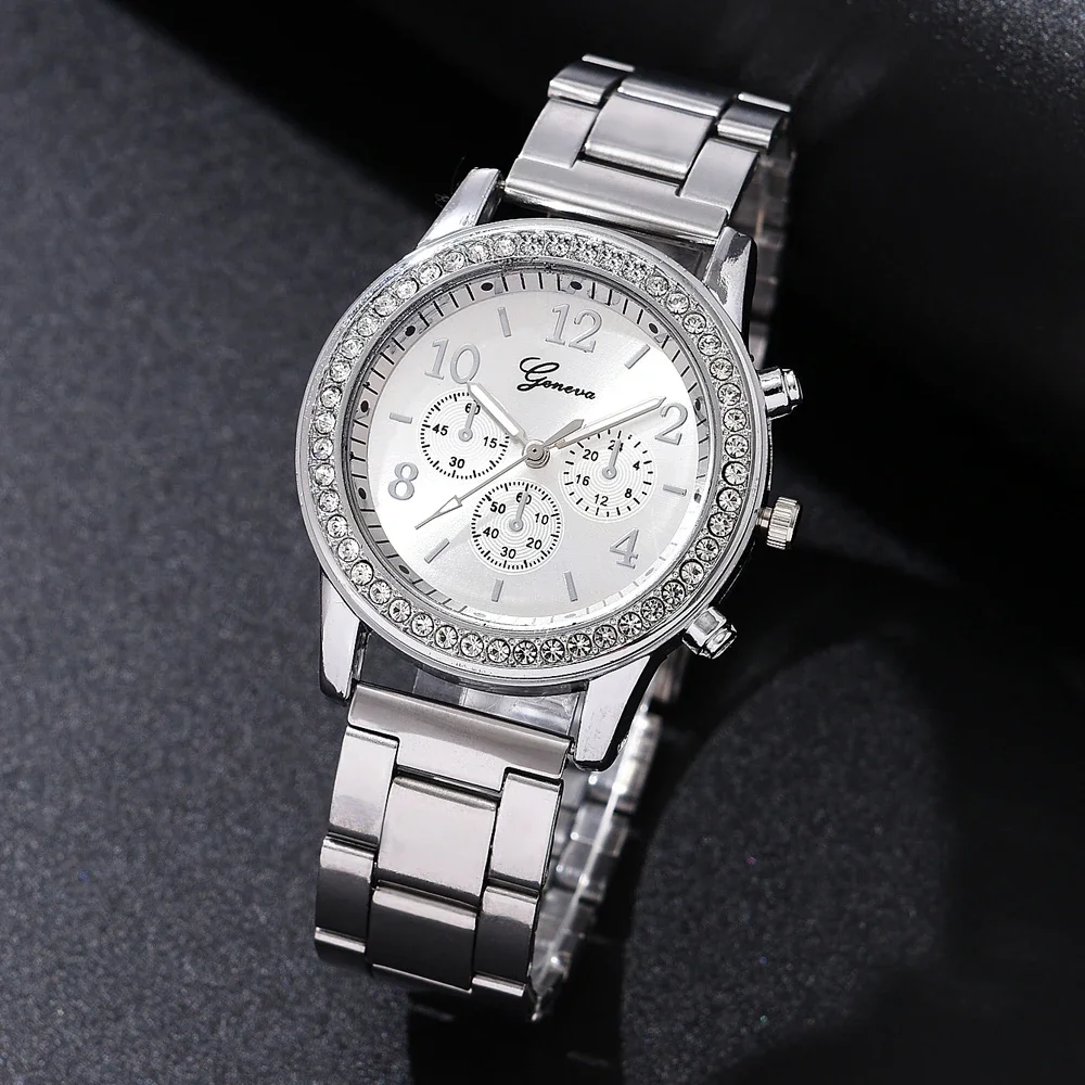 Reloj de pulsera de diamantes para Mujer, cronógrafo de cuarzo de acero inoxidable, informal, marca de lujo, a la moda, nuevo, 2023