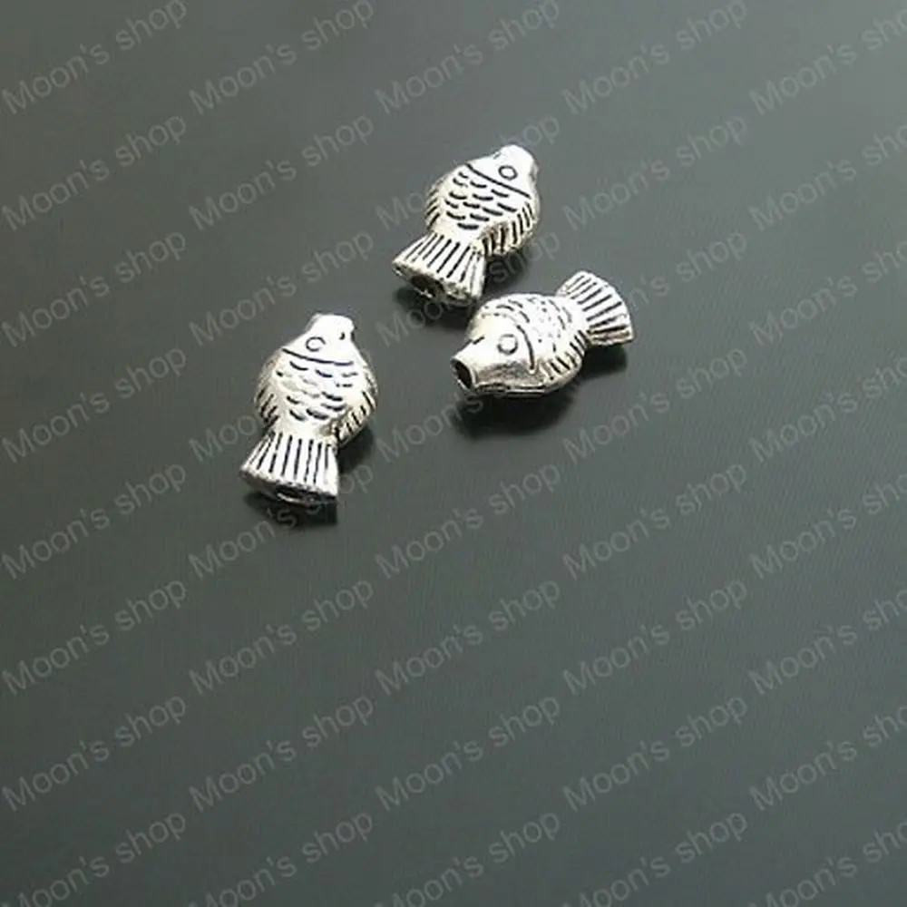 

(JM1939)Wholesale 15*9mm Antique Silver color fish Alloy beads Findings Accessories 50 pieces