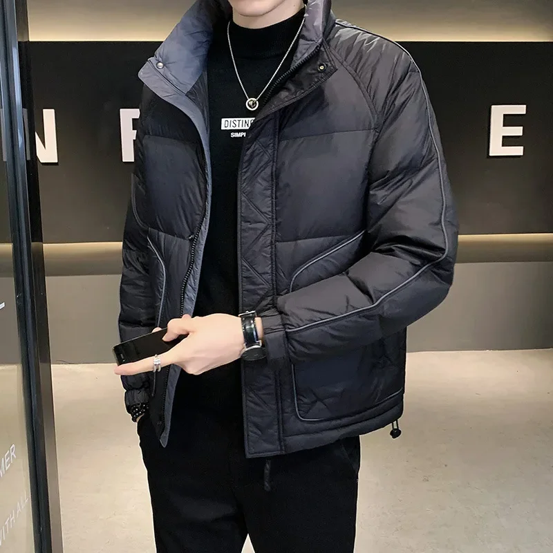 

Роскошные зимние пуховики, мужские теплые короткие белые пальто на утином пуху, легкие топы с длинными рукавами, трендовая ветрозащитная верхняя одежда, парки, новинка