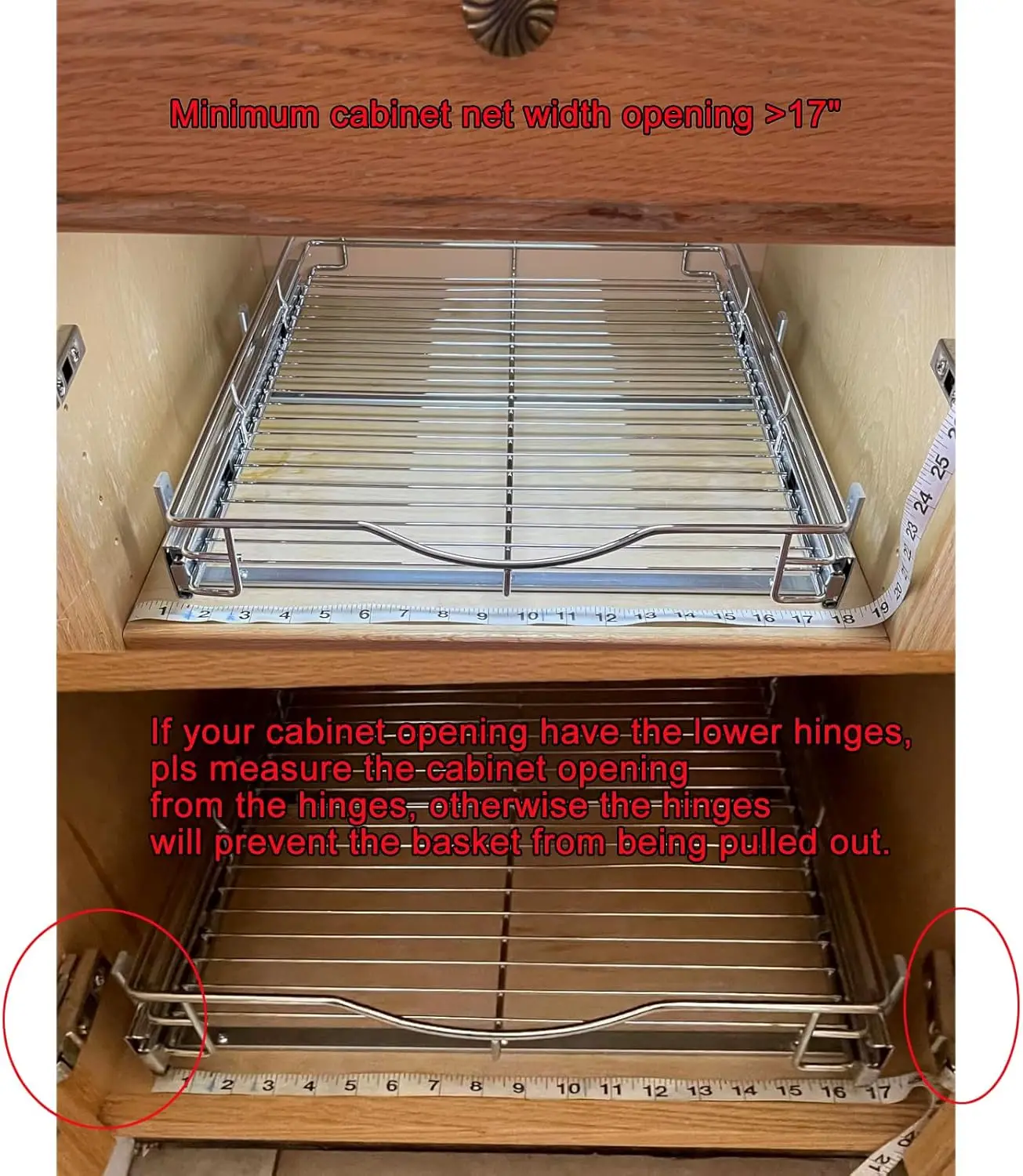 

1-уровневый выдвижной органайзер для шкафа Dindon (17 дюймов Ш X 21 дюйм Г) Прочная металлическая полка с выдвижным ящиком, выдвижная проволочная корзина для