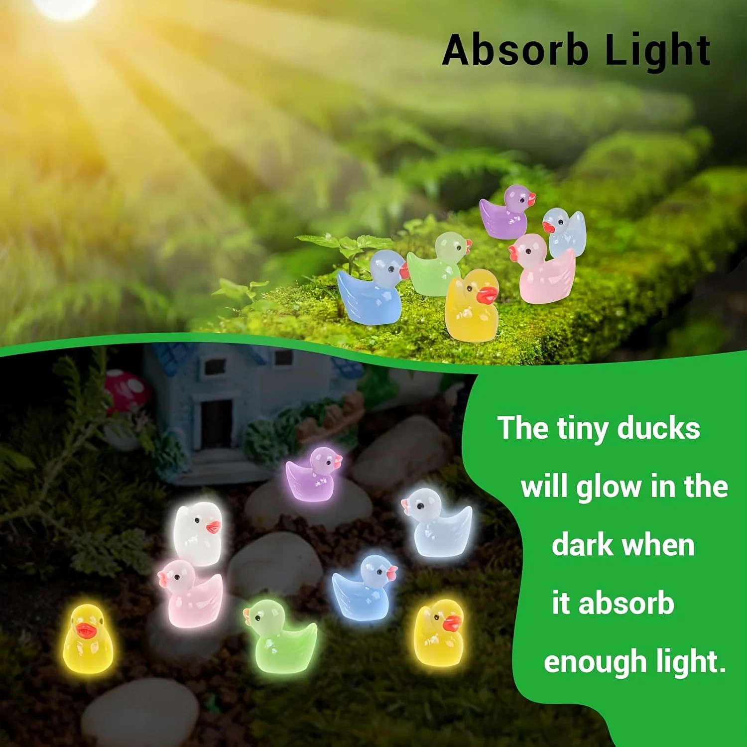 30/60/100PCS Luminous Mini Duck Micro Landscape Access Miniature Figurines Fairy Home Decoration Glow in the Dark Mixed Style view 6