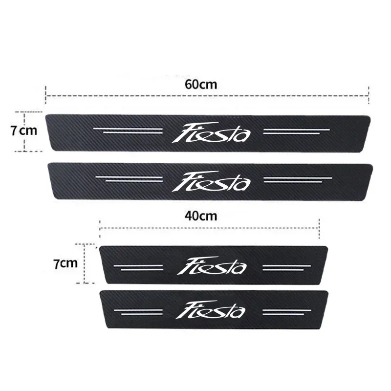 Carbon Fiber Car Door Sill Threshold Strip Anti Kick Sticker Scuff Scratch For Ford Fiesta 2025 Ranger 1 2 3 Tape Protect Film view 2