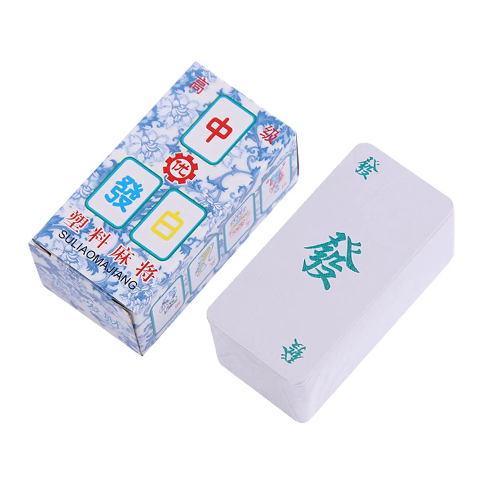 Travel Mini Mahjong Blue and White Porcelain Mahjong Compact Chinese