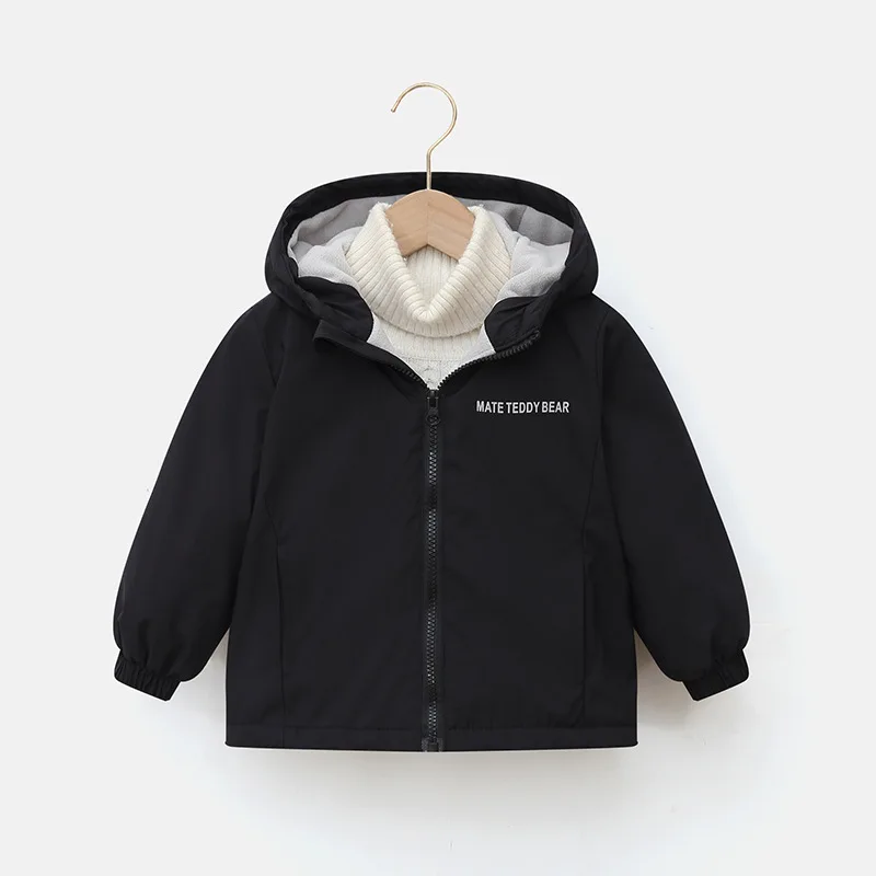 Boys Fleece Windbreaker Coat Girls Thick Jackets Winter Padded Warm Cotton Clothes Children Hooded Outerwear Autumn Snowsuits