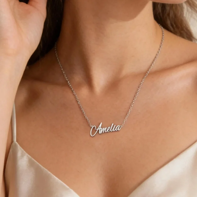 Custom Handwritten Name Necklace, Personalized Stainless Steel