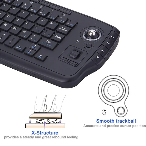Imagen 2 del producto Jomaa Teclado Trackball inalámbrico USB portátil con Trackball y rueda de desplazamiento Mini teclado USB para ordenador portátil TV Box