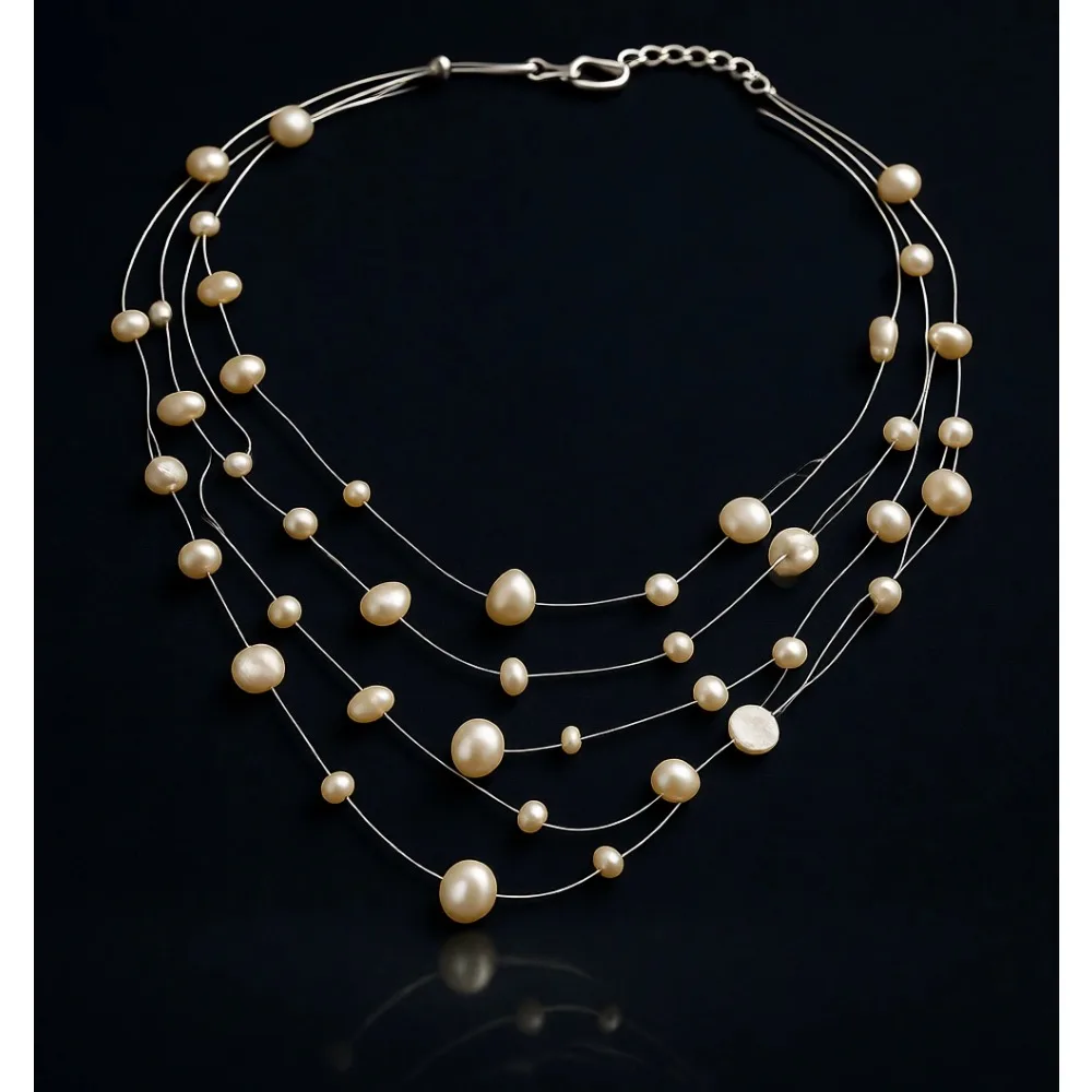 

Ожерелье из пресноводного культивированного жемчуга: универсальная нить, белый, черный, розовый, лавандовый цвета