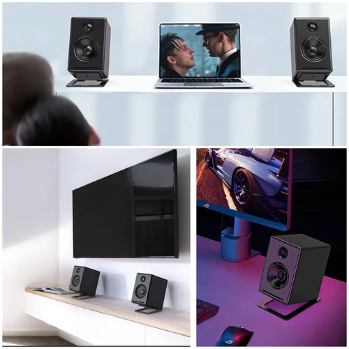 Imagen 2 del producto Soporte de base de altavoz que mejora los efectos de sonido espaciales y la absorción de impactos, para soporte de altavoces de computadora y soporte de audio de escritorio