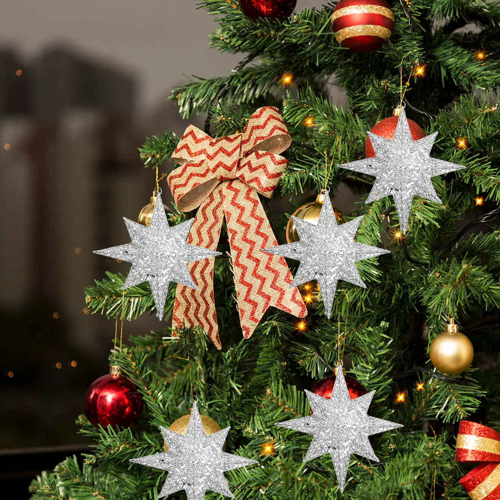 

1Pcs Iron Christmas Tree Pendant Rugged Lightweight Hanging Ornament Xmas Star Decoration for Home Hotel Mall Use