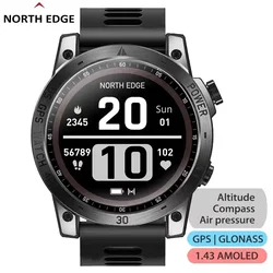 NORTH EDGE Cross Fit 3 GPS Watches Men Sport Watch 1.43 HD AMOLED Display 50M ATM Altimeter Barometer Compass Smartwatch for Men