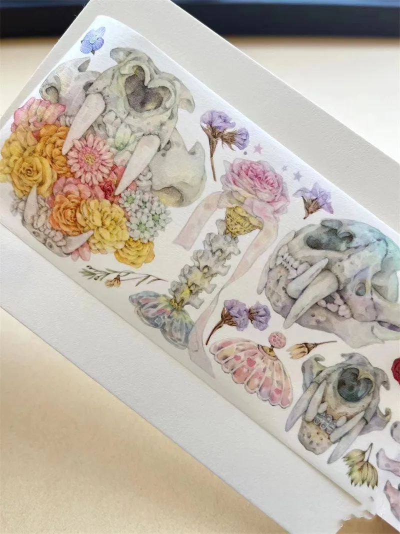 1 Loop 100cm Animal Fossil Insects Lotus Floral PET Washi Tapes  DIY Decor Scrapbooking Journal Material Sticker Sample