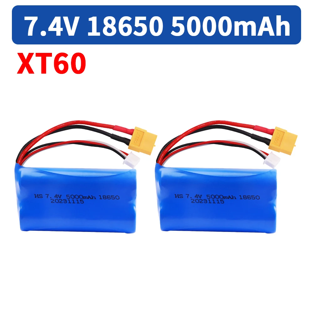 7.4V 5000mAh 18650 2S Li-ion battery XT60 for Henglong 3818 3819 3838 3878 3888 3898 3909 3918 3938 3939 1/16 RC tank toys parts