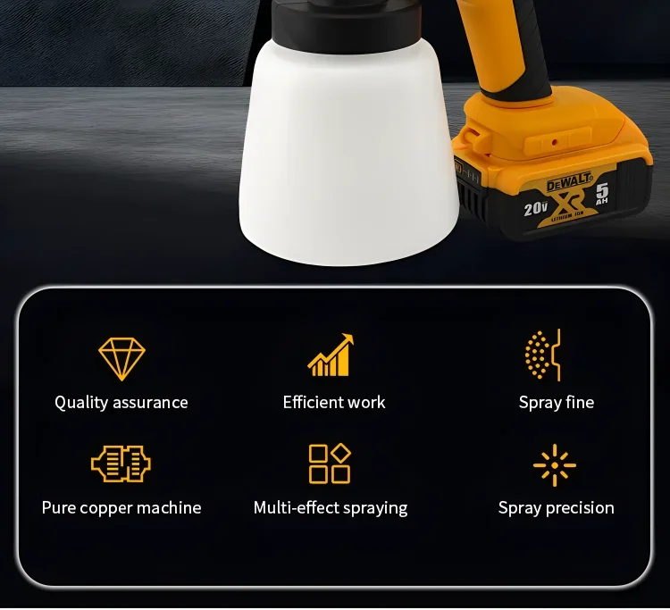 Dewalt Airbrush Bürstenlose Elektrische Spritzpistole Leichter Farbsprüher für gleichmäßigen Sprühnebel bei Heimwerker- und DIY-Projekten – Detail 3