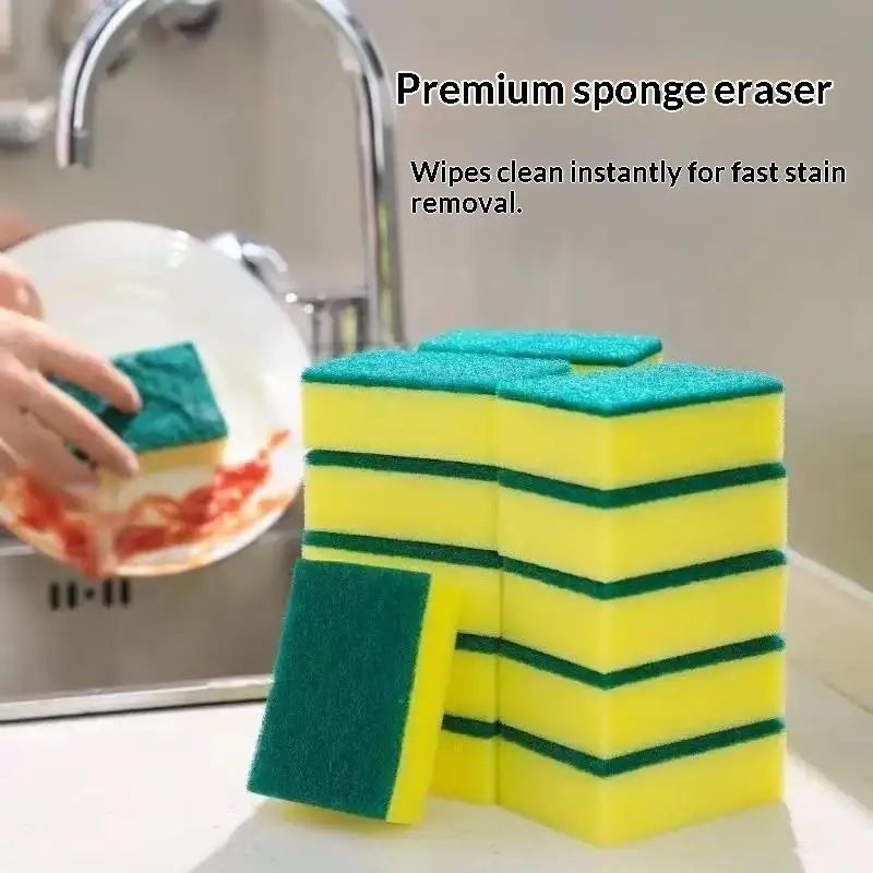50PCS Highly Absorbent Double-Sided Sponge Magic Cleaning Pot Rust Sponge Cleaning Brush Kitchen Cleaning Tool