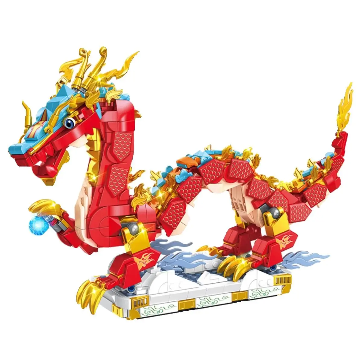 767PCS Lucky dragon Nafu Chinese New Year dragon building blocks boy assembled ornaments birthday toy gift