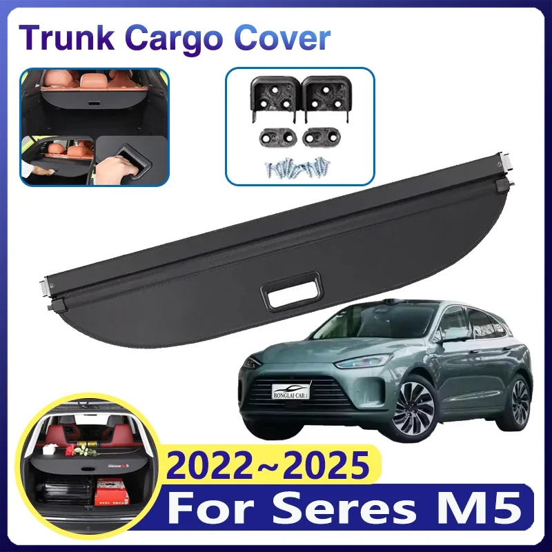 

for Seres AITO M5 2024 Accessories 2022~2025 Car Trunk Cargo Cover Curtain Rear Boot Tray Shield Organizer Partition Privacy Mat