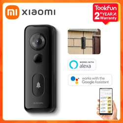 Xiaomi-Campainha Inteligente 3S, Visão Ampla 180 °, Wi-Fi, Câmera sem fio, Visão Noturna 2K, IP65, Alexa, Assistente de Voz do Google, Versão Global