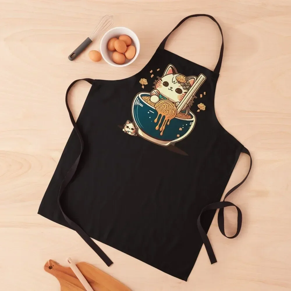 

Kawaii Cat Ramen Apron Women Kitchen kitchen item Restaurant Kitchen Equipment Apron