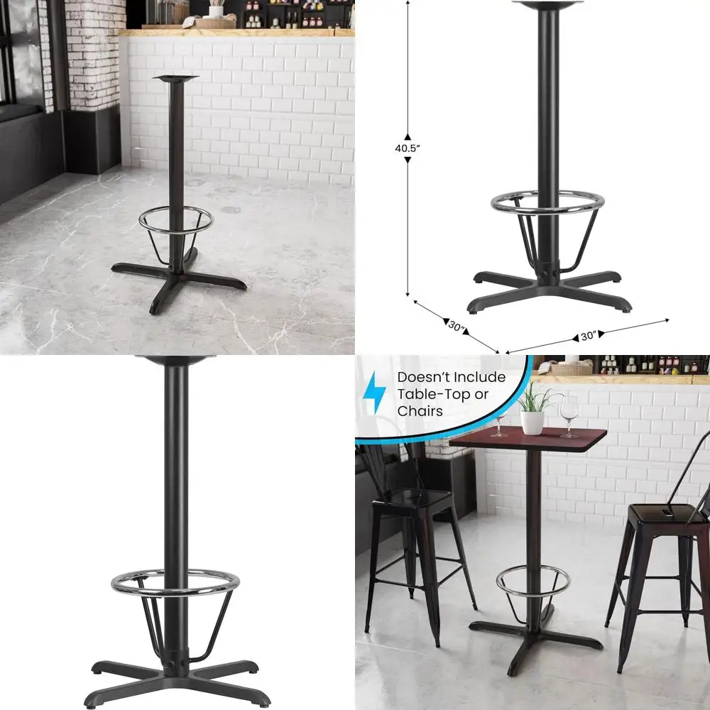 

Квадратный ресторанный стол 30 дюймов с X-образной основой, 3-мя цилиндрическими опорами и кольцом для ног