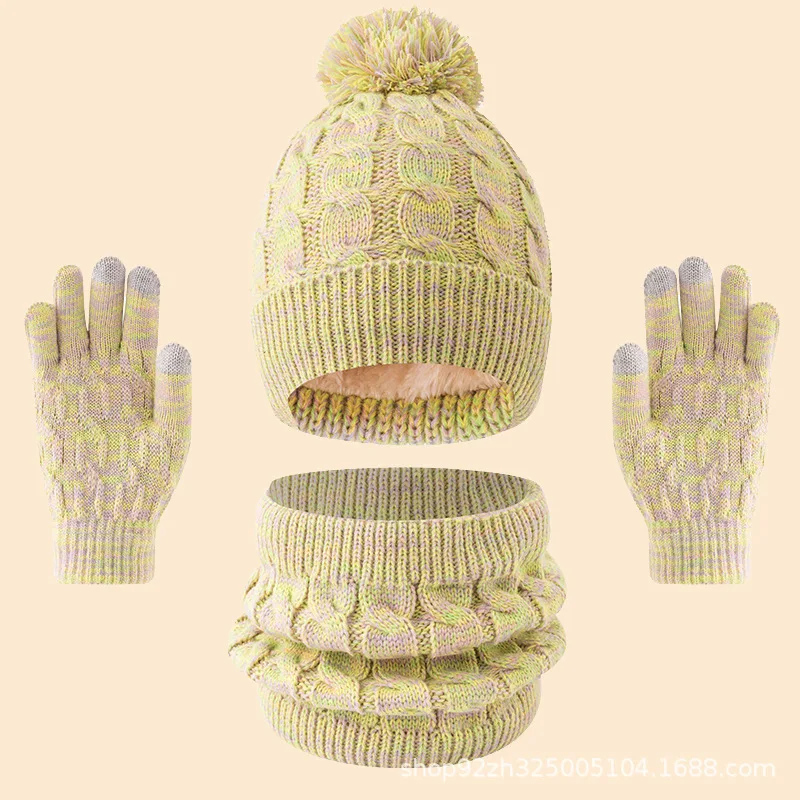 Gorros, bufandas y guantes de punto de 3 piezas para niños, aptos para niños de 3 a 12 años para mantener el calor al aire libre en invierno.