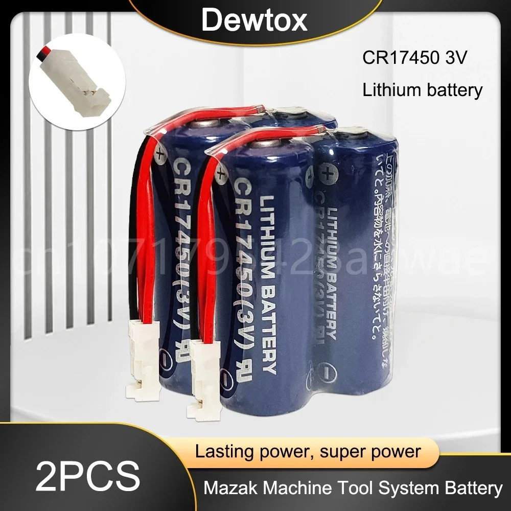 Bateria de lítio com plugue, bateria original, PLC, controle industrial, Li-ion, CR17450, 3V, 2600mAh, 2pcs