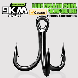 9KM 10Pcs Fishing Treble Hooks 4X Strong Saltwater High Carbon Steel Replacement Fishing Hooks Hard Lures