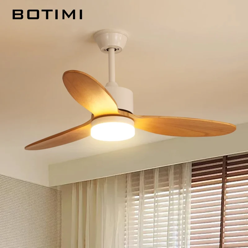 BOTIMI 3 Blades 42 Inch Ceiling Fan With Lights For Foyer 36 Inch Remote Control Reversal LED Bedroom Dining Fan