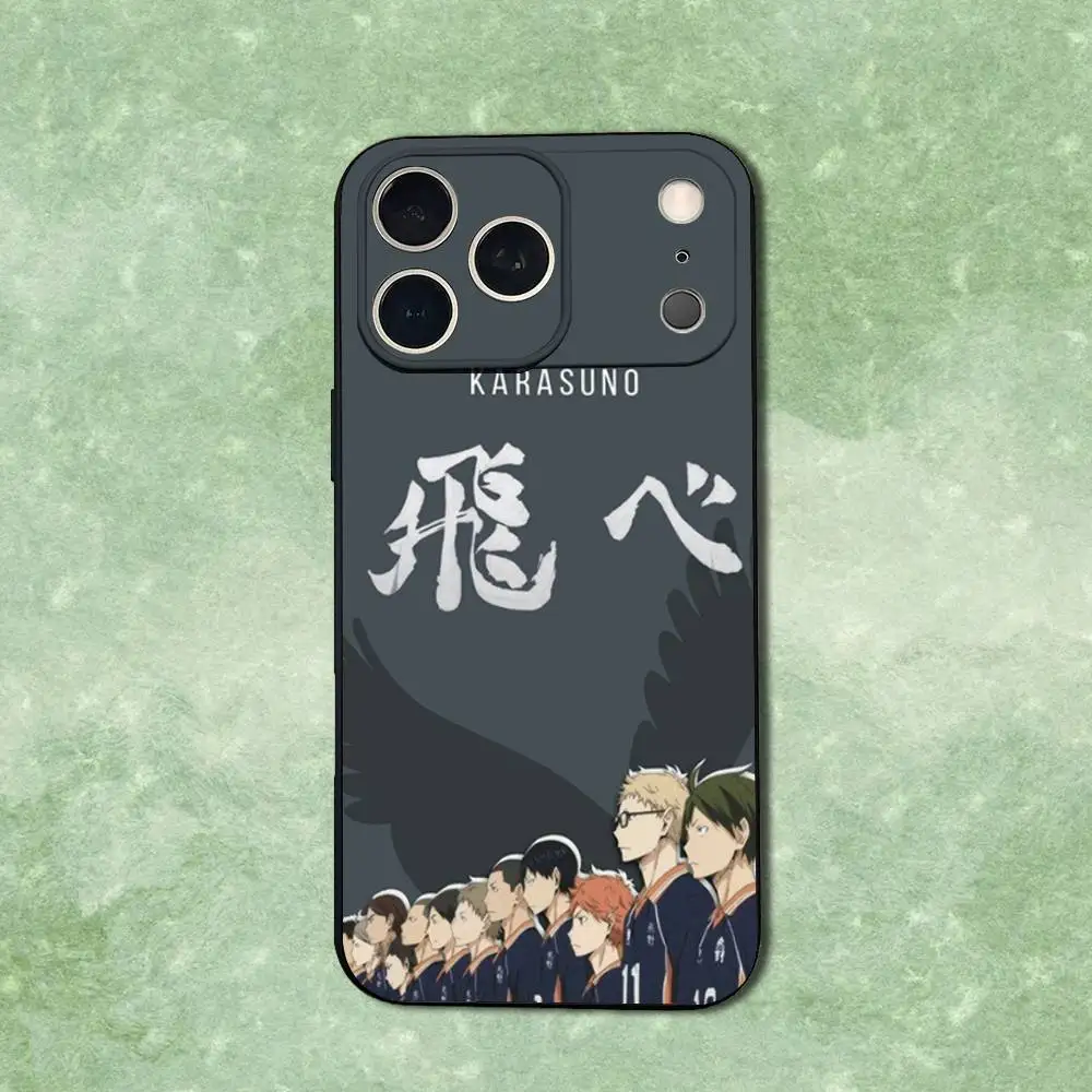 حافظة هاتف رائعة H-Haikyuus K-Karasuno لهاتف iPhone 14,13,17,12,11,16,15,Plus,Pro Max,XS,X,XR,SE,Mini,Soft غطاء أسود من السيليكون #4