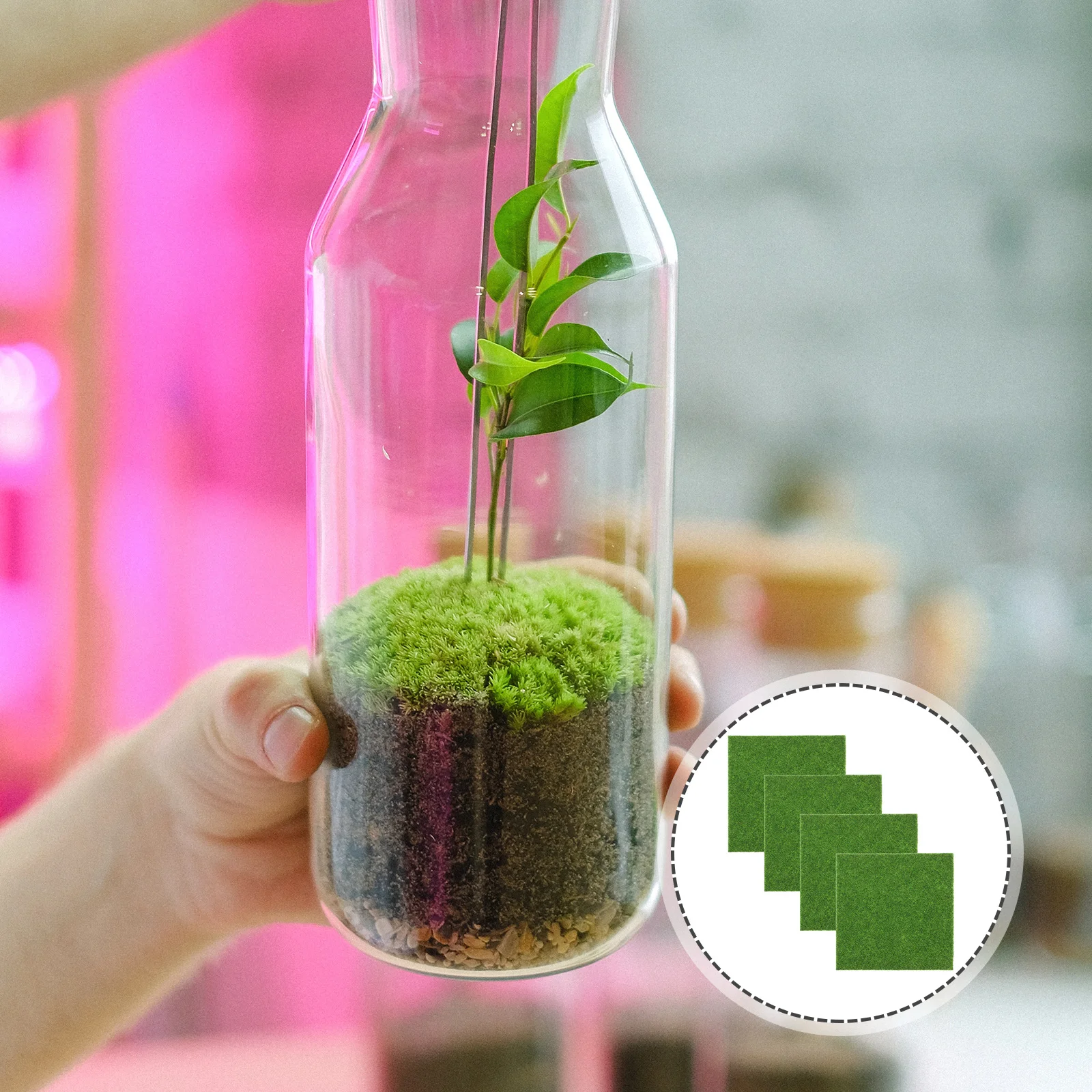 

4Pcs Realistic Artificial Grass Green PVC Recyclable Eco-Friendly Miniature Garden Ornament Fairy Landscape DIY Decor 15x15cm