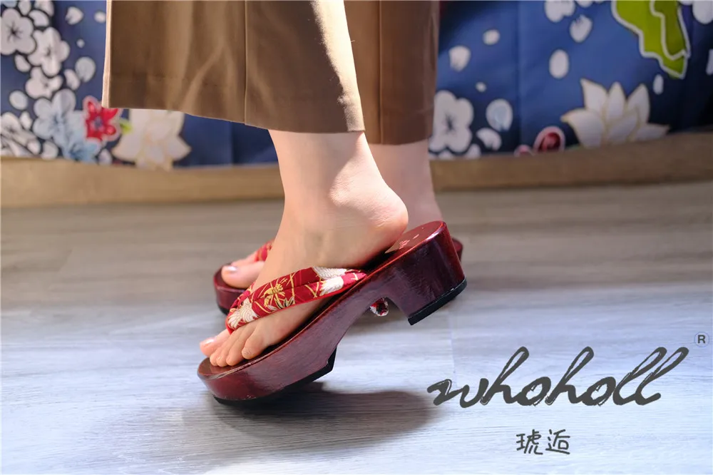 Cosplay Keilsandalen für Damen, japanische Geta Anime Cosplay Schuhe, Holzsohlen-Flip-Flops, japanische Geta Clogs Hausschuhe – Detail 8